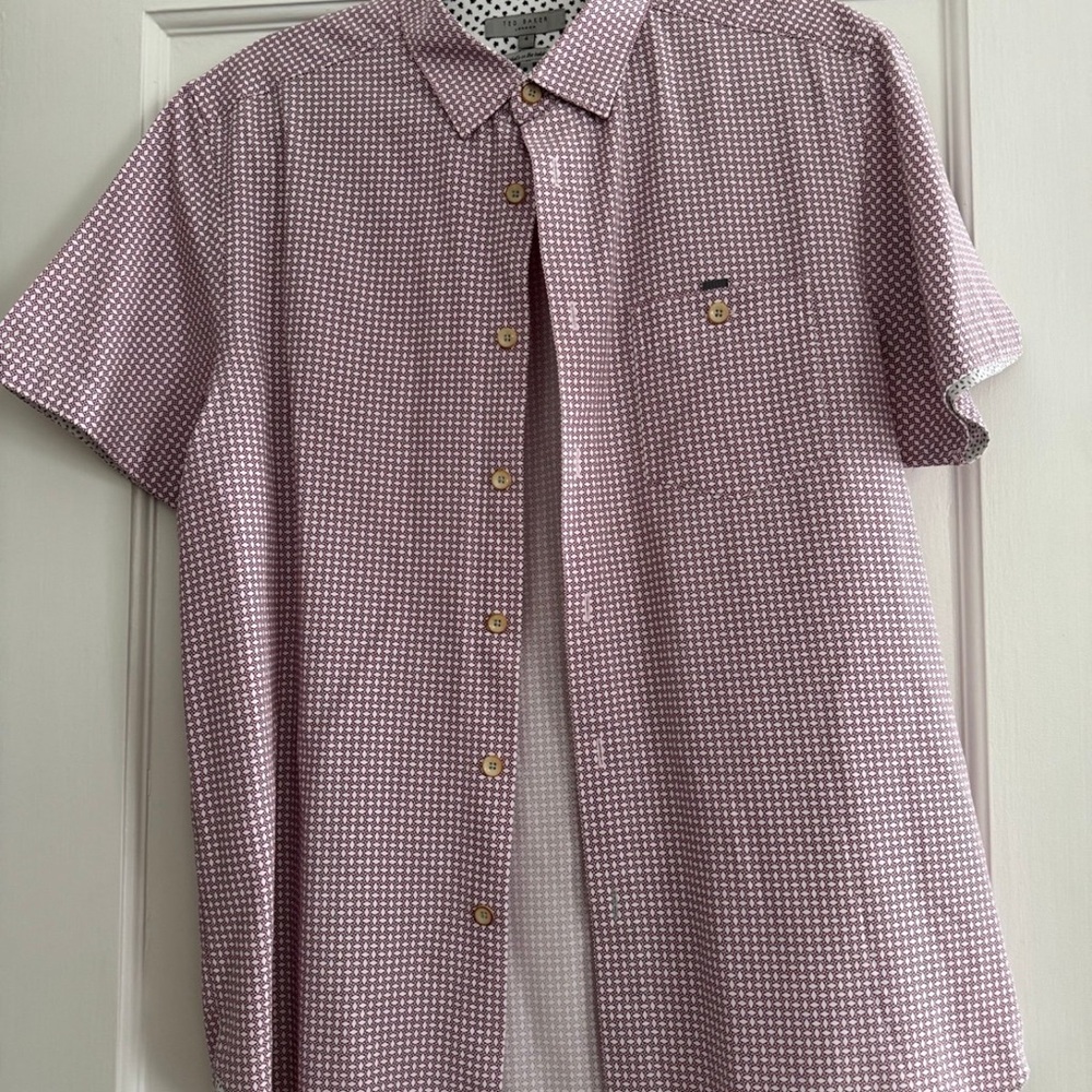Ted Baker Men's Purple Gingham Button Down Shirt